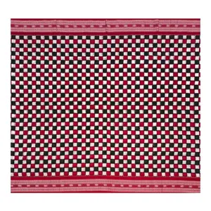 SAMBALPURI BANDHA CRAFT sambalpuri cotton saree(Check check design in red black and white colors combination)