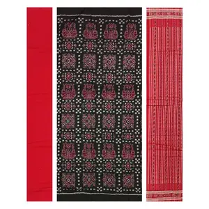 SAMBALPURI BANDHA CRAFT Sambalpuri cotton dress material set(Traditional design in deep coffee red and white colors combination)