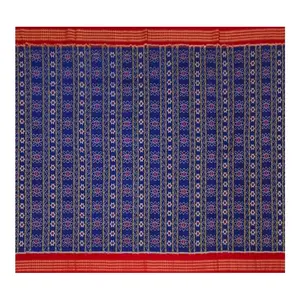 SAMBALPURI BANDHA CRAFT sambalpuri cotton saree with blouse piece(flower design in blue color base)