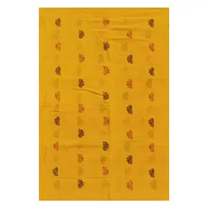 SAMBALPURI BANDHA CRAFT sambalpuri bomkai cotton kurti/kurta/shirt material(2 mtr Flower design in yellow color base)
