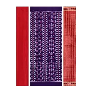 SAMBALPURI BANDHA CRAFT sambalpuri cotton dress material set(Tribal design Violet red and white colors combination)