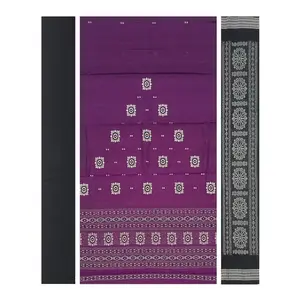 SAMBALPURI BANDHA CRAFT sambalpuri bomkai cotton dress material set(Traditional design in violet color base)