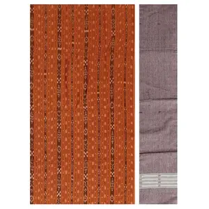 SAMBALPURI BANDHA CRAFT Sambalpuri cotton dress material set(Traditional design in orange color base)