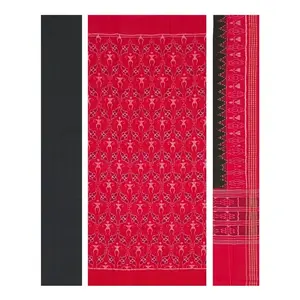 SAMBALPURI BANDHA CRAFT sambalpuri cotton dress materil set(Terracotta art design in red black and white colors combination)