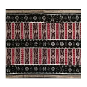 SAMBALPURI BANDHA CRAFT Sambalpuri cotton saree(Black and maroon colors combination)
