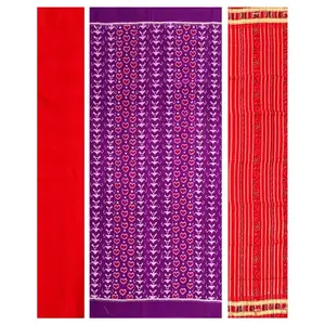 SAMBALPURI BANDHA CRAFT sambalpuri cotton dress material set(Heart designs Violet and red colors combination)