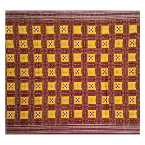 SAMBALPURI BANDHA CRAFT Sambalpuri cotton saree(Pasapalli design yellow and maroon colors combination)