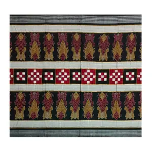 SAMBALPURI BANDHA CRAFT Sambalpuri cotton saree with blouse piece(Fish and pasapalli deisgn in multicolor)