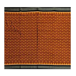 SAMBALPURI BANDHA CRAFT sambalpuri cotton saree with blouse piece(maroon and orange colors combination)