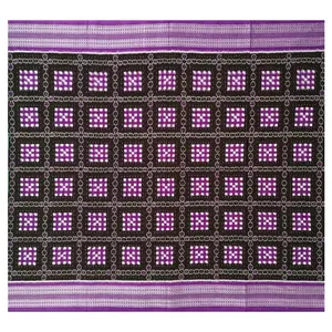 SAMBALPURI BANDHA CRAFT Sambalpuri cotton saree(Check check design in black color base)