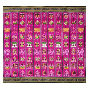 SAMBALPURI BANDHA CRAFT Khandua Silk saree(Nabakoti design in Pink color base)