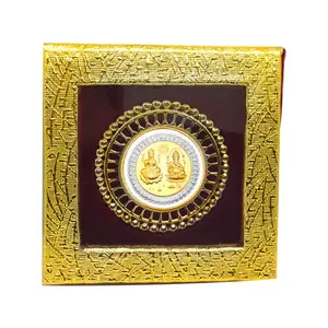 SILVER FILIGREE CRAFT - CHANDI TARKASHI Exclusive Gold Plated BIS Hallmarked 999 (99.9%) Purity Pure Silver 20 gram Laxmi Ganesh Silver Coin (Round) (20gm Silver Coin) - RSNSCLGC04