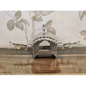 German Silver Hand Engraved DOLI SHOWPIECE for Wedding and Home Decor - Size -15 * 6 * 4 inch