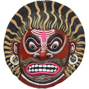 Mahishasur Papier Mache Mask for Wall Hanging (Size: 8.5 x 4 x 9 inches)
