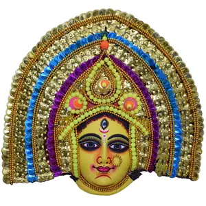 CHHAU MASK OF PURULIA Ma Durga Paper Mache Mask For Wall Hanging (Size: 18 x 4 x 16 inches)