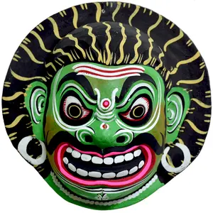 Mahishasur - Chhau Mask Papier Mache Wall Hanging (10 x 3 x 10.5 inches)