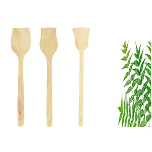 TERRACOTTA JEWELLERY Neem Wood Cooking Spoon Dosa Spatula for Cooking Sets of 3(No Harmful Polish)