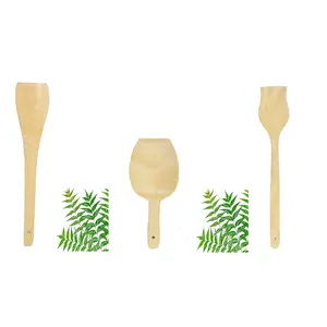 TERRACOTTA JEWELLERY Neem Wood Cooking Spoon SpatulaLadleFlip for Cooking & Serving Sets of 3 (No Harmful Polish)