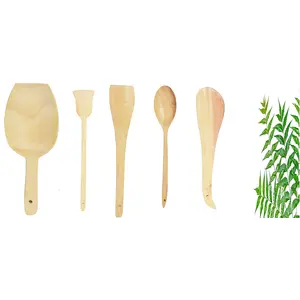 TERRACOTTA JEWELLERY Neem Wood Cooking Spoon SpatulaLadle for Cooking & Serving Sets of 5 (No Harmful Polish)