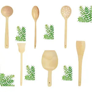 TERRACOTTA JEWELLERY Neem Wood Cooking Spoon SpatulaLadleFlip for Cooking & Serving Sets of 6(No Harmful Polish)