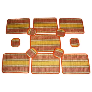 TERRACOTTA JEWELLERY River Grass Placemats for Dining Table Mat Sets of 6 Table Mat 1 Central Mat and 6 Coaster.(Orange)