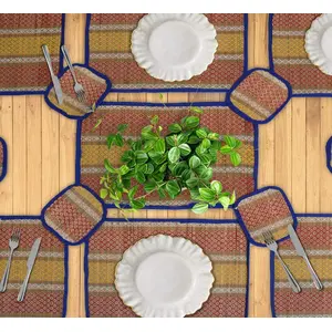 TERRACOTTA JEWELLERY Blue River Grass Placemats for Dining Table Mat Sets of 6 Table Mat 1 Central Mat and 6 Coaster.