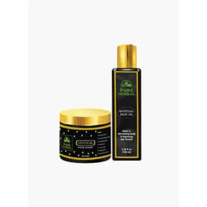 Pure herbal Mystical Hair Oil (3.38 Fl Oz) And Hair Mask (2.65 Oz) For Hair Growth | Hairfall Control | Nourishing Hair | Natural and Herbal Formula