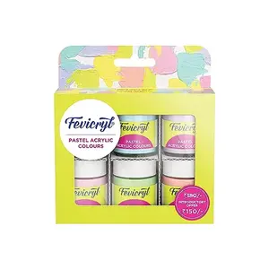 Fevicryl Multi Surface Pastel Acrylic Colours Kit 6 Shades X 15Ml | Ideal For Wood Glass Canvas Metal Plastic Mould It | For Hobbyists Artists Diy Art And Craft