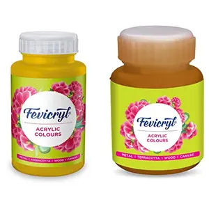 Fevicryl Pidilite Acrylic Painting Color (Yellow Ochre 500ml) & Pidilite Pearl Acrylic Painting Color (Bronze 100ml)