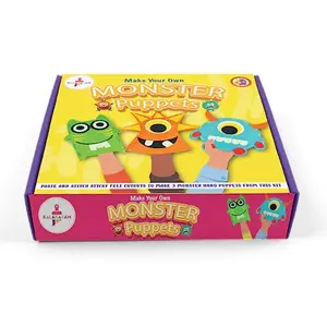 Kalakaram Monster Puppets Making Art and Craft Kit Make 3 Cut and Paste Jumbo Puppets Fun and Learning Return Gift for Kids Ages 5 and More