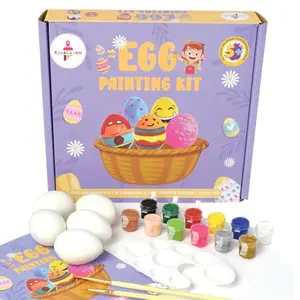 Kalakaram Egg Painting Kit for Kids Kids Painting and Coloring Set for 5 Year Old Pre-School Painting Craft Kit Fun & Creative Activity for Kids 5 Resin Mouled Fake Eggs for Painting Kids