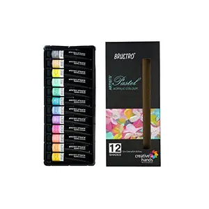 BRUSTRO Artists  Acrylic Pastel Colour Set of 12 Colours X 12ML Tubes (Multicolor)