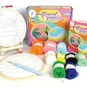 Kalakaram Punch Needle Kit | Starters Punch Needle DIY Embroidery Kit with Printed Designs and All Tools | Beginner Friendly DIY Art and Craft Kit for Kids | Birthday Gift for Girls
