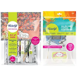 Fevicryl DIY Self Painting Art of India Kit & Pidilite All in One Artist Canvas Kit