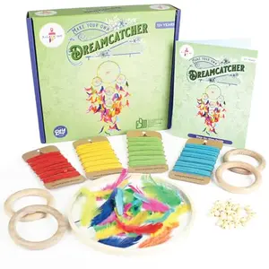 Kalakaram 5 Ring Blue Dream Catcher Making Kit DIY Craft Kit Make Your Own Colorful Dream Catcher at Home Kit Gift for Girls (Multi-Color)
