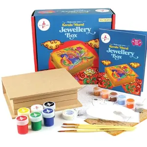 Kalakaram Kids and Adults Make Your Own Kerala Mural Jewellery Box DIY Activity Box| DIY Jewellery Box Painting for Adults Buy Painting Set/Kit for Kids Age 12 | Traditional Painting Kits
