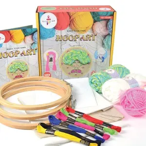 Kalakaram Hoop Art Embroidery Kit for Kids and Adults Easy to Make 3 Hoop Art Designs Embroidery Kit for Beginners DIY Craft Kit for Girls Embroidery Kit for Girls with 3 Design Templates