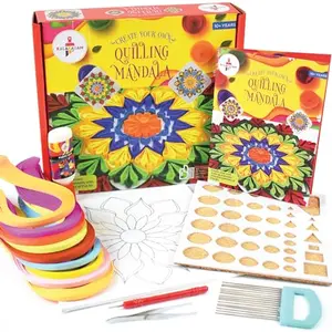 Kalakaram Mandala Quilling Kit Stripes and Tools DIY Craft Kit for Kids and Adults Birthday Gifts for Girls with Pre-Designed Canvas Board