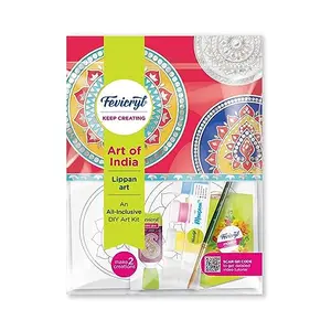 Fevicryl Lippan Art Kit: Complete DIY Set Includes Wooden Boards Acrylic Paints Mirror Packets Brushes OHP Sheets Mouldit and Glue! Ideal for hobbyists Boys Girls Above 14+