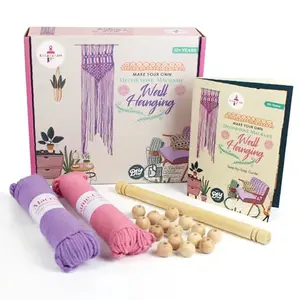 Kalakaram Pink Purple Macrame Wall Hanging Kit DIY Home Decor Making kit Macrame Craft Kit for Beginners Activity kit for Kids