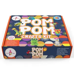 Kalakaram Pom Pom Crafts Kit for Kids DIY Fun Activity for Kids 5 Year Old DIY Hobby Crafts for Kids Pom Pom Activity Kits Multi Color Art Craft Kit for Kids Pack of 270 Pieces