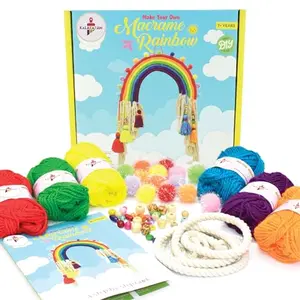 Kalakaram Make Your Own Macrame Rainbow Kit DIY Room Decor Kit for Girls Art & Craft Kit Birthday Gift for Kids Rainbow Home Decor Kit for Girls