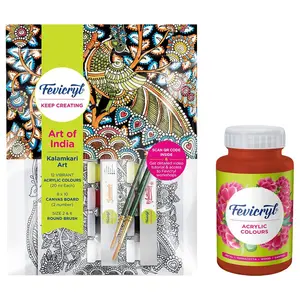 Fevicryl DIY Self Painting Art of India Kit & Pidilite Acrylic Colour Indian Red Acrylic Paint 500 ml