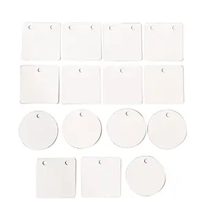 IVEI DIY Wood Sheet Craft - MDF Cutouts Pendants with Primer - Plain MDF Blanks Pendant Cutouts - Set of 15 for Painting Wooden Sheet Craft Decoupage Resin Art Work & Decoration