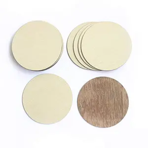 IVEI DIY Wood Finished Coasters Round Plywood Sheet Craft - Plain Wooden Coasters Circle Shaped Blank Cutouts for Painting Wooden Sheet Craft Decoupage Resin Art Work Set of 12 (3.5in X 3.5in)