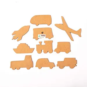 IVEI DIY MDF Vehicle Magnets - Set of 10-Shaped MDF Fridge Magnet Blanks Cutouts - for Painting Wooden Sheet Craft Decoupage Resin Art Work & Decoration