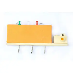 IVEI Utility Key Holder with a Small pin Board and a Handcrafted Wooden Camera - Yellow