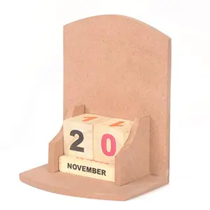 IVEI DIY MDF Perpetual Calendar Wooden Craft - MDF Mini Wooden Calendar - Plain MDF Blank Desk Calendar for Painting Wood Sheet Craft Decoupage Resin Art Work & Decoration (Curved)