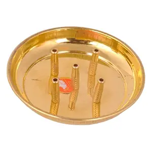 Shiv Shakti ArtsÂ® Pure Brass Agarbatti Stand / Agardaan with Ash Catcher Plate for Pooja and Spritual Purpose (1 PieceMediumGold)