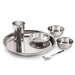 Neelam Floral Stainless Steel Dinner Set 6-Pieces Silver